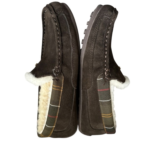 BARBOUR MONTY BROWN SUEDE SHEARLING SLIPPERS SIZE M7 W9 main image 8